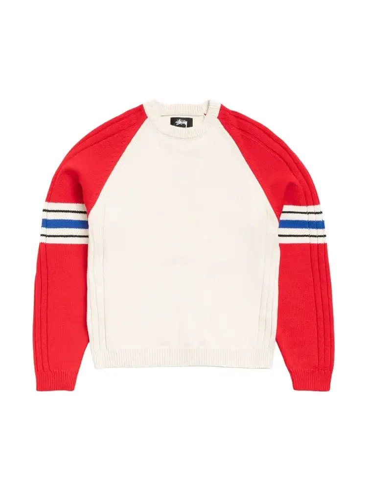 Свитшот Stussy Stripe Raglan Crew 'Red' — изображение 1 из 2, красный