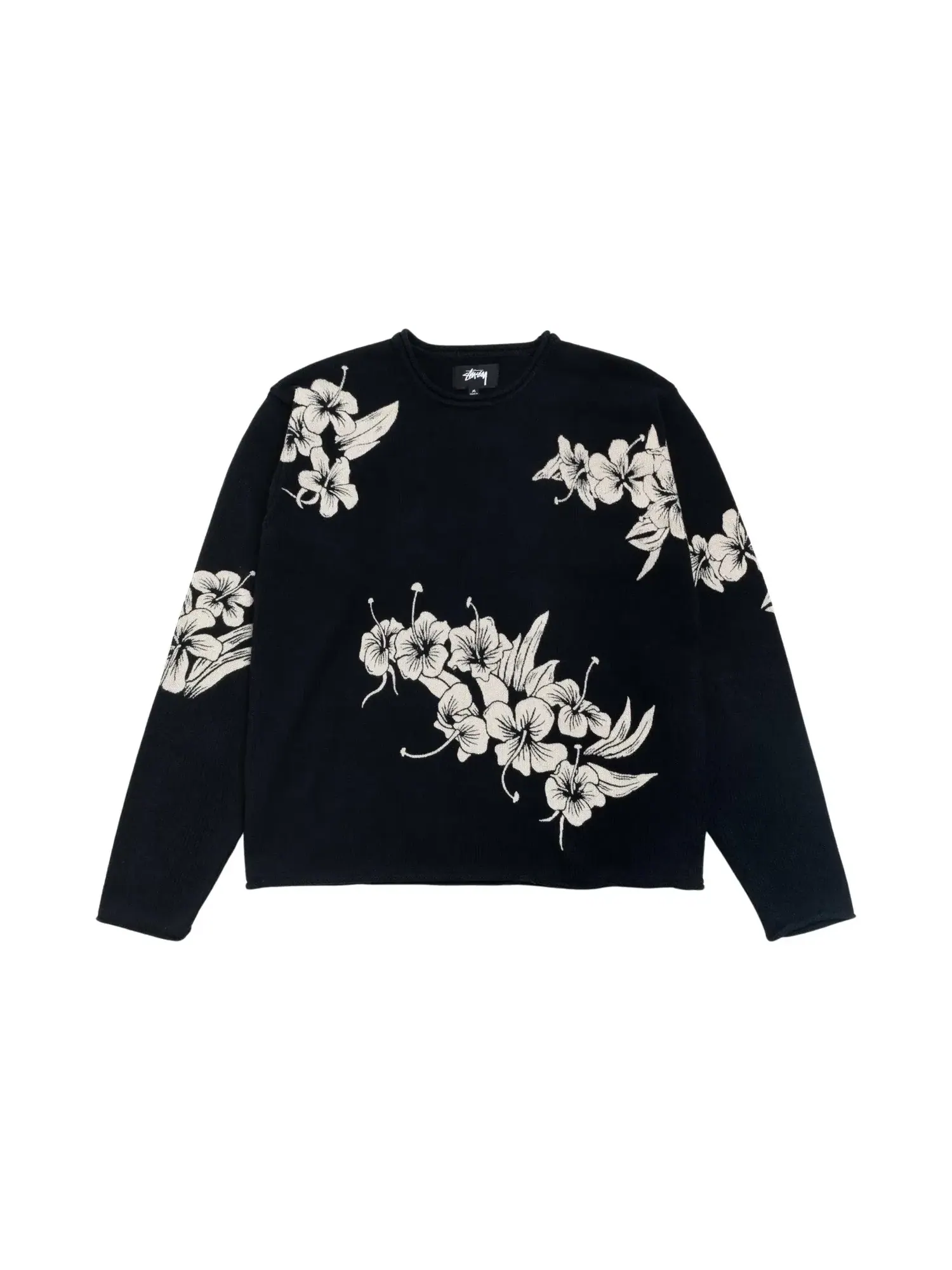 Свитер Stussy с цветочным принтом и высоким воротником — изображение 1 из 2, черный