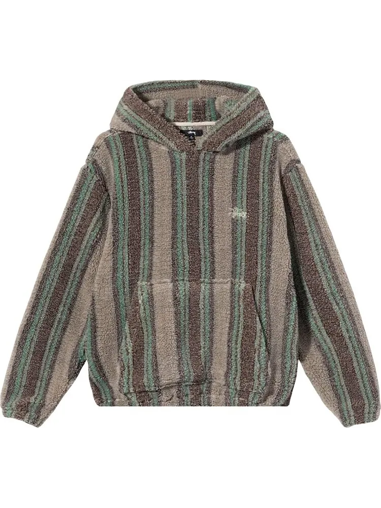 Худи Stussy Stripe Sherpa Hoodie 'Tannin' — изображение 1 из 2, мульти