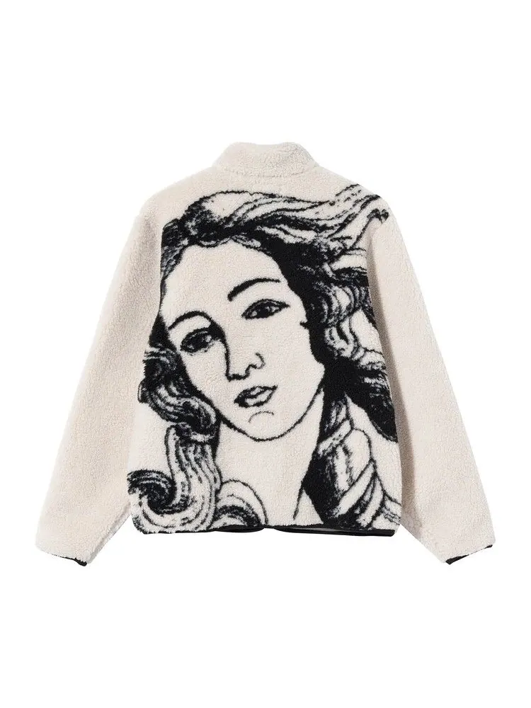Куртка Stussy Venus Jacquard Sherpa Jacket, Neutrals — изображение 2 из 2, бежевый