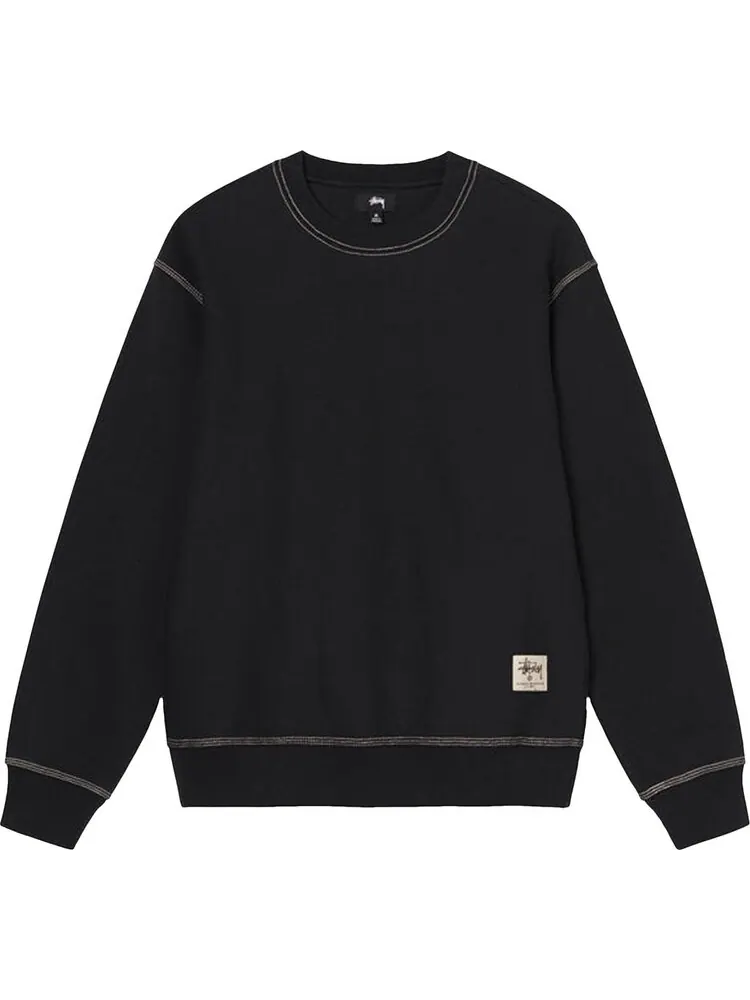 Толстовка Stussy Contrast Stitch Label Crew 'Black' — изображение 1 из 2, черный