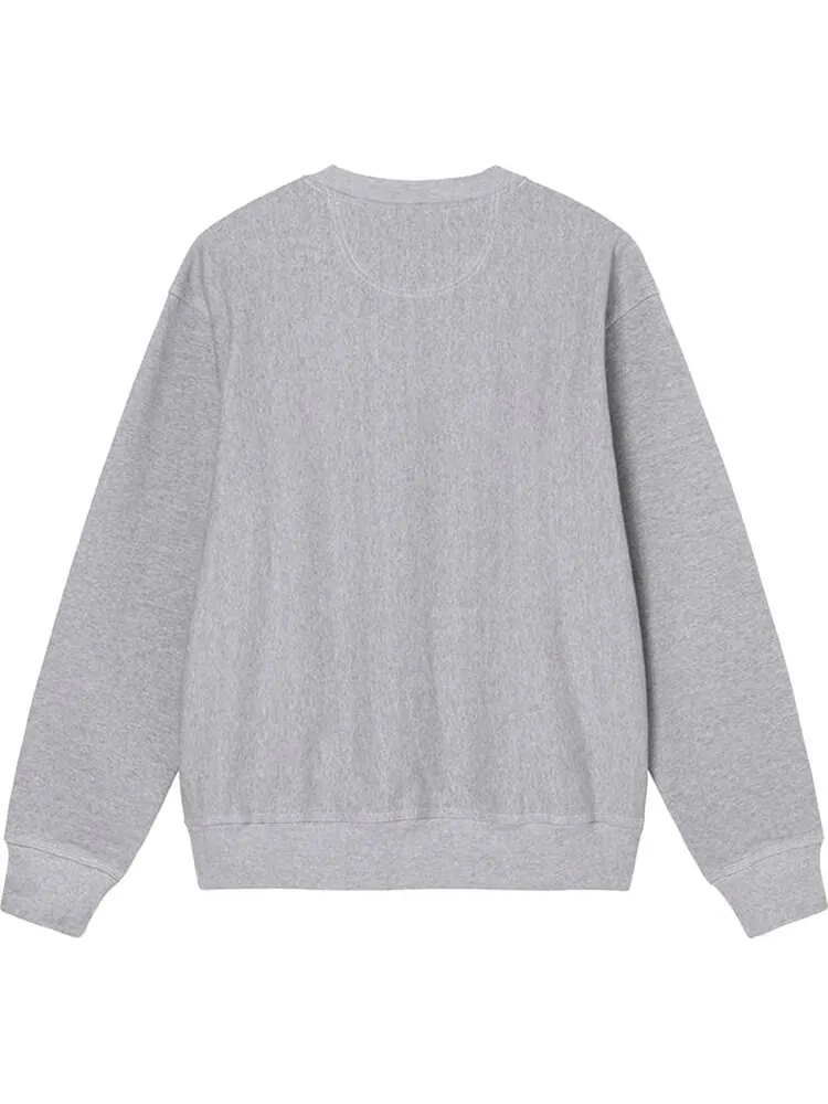 Толстовка Stussy Contrast Stitch Label Crew 'Grey Heather' — изображение 2 из 2, серый