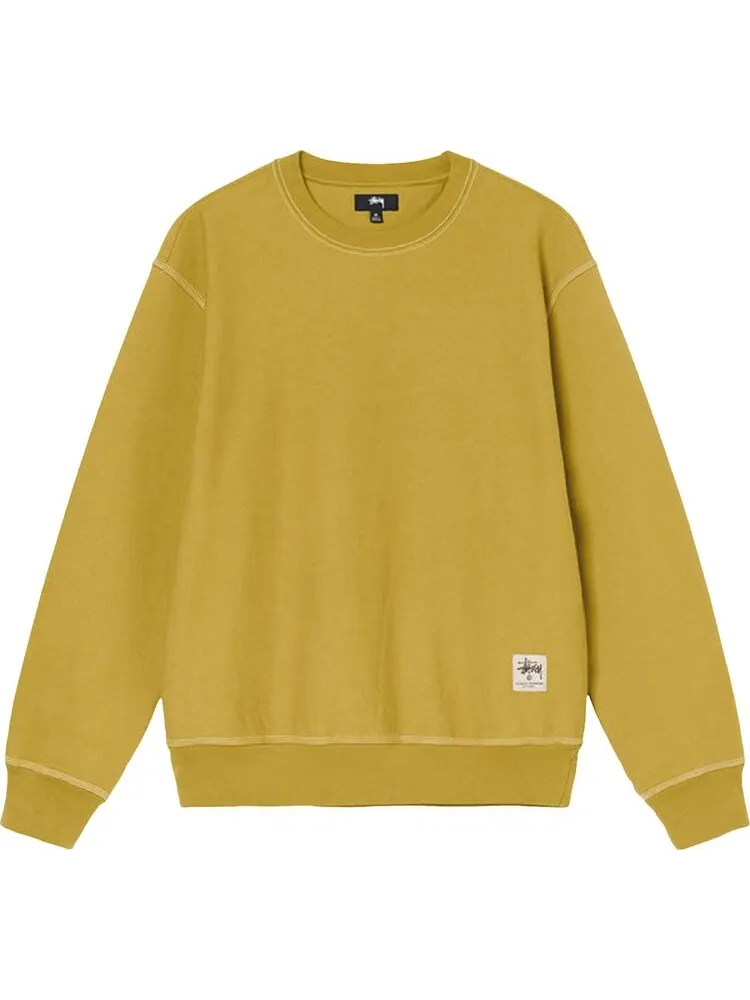 Толстовка Stussy Contrast Stitch Label Crew 'Gold' — изображение 1 из 2, золото