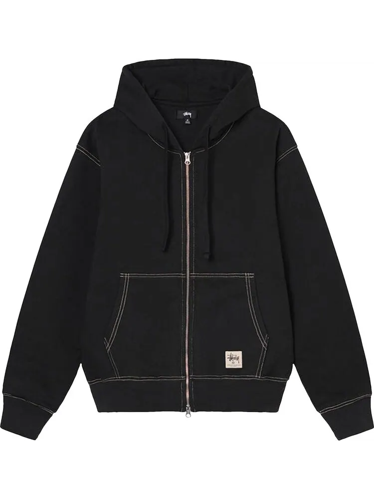 Худи Stussy Double Face Label Zip Hoodie 'Black' — изображение 1 из 2, черный