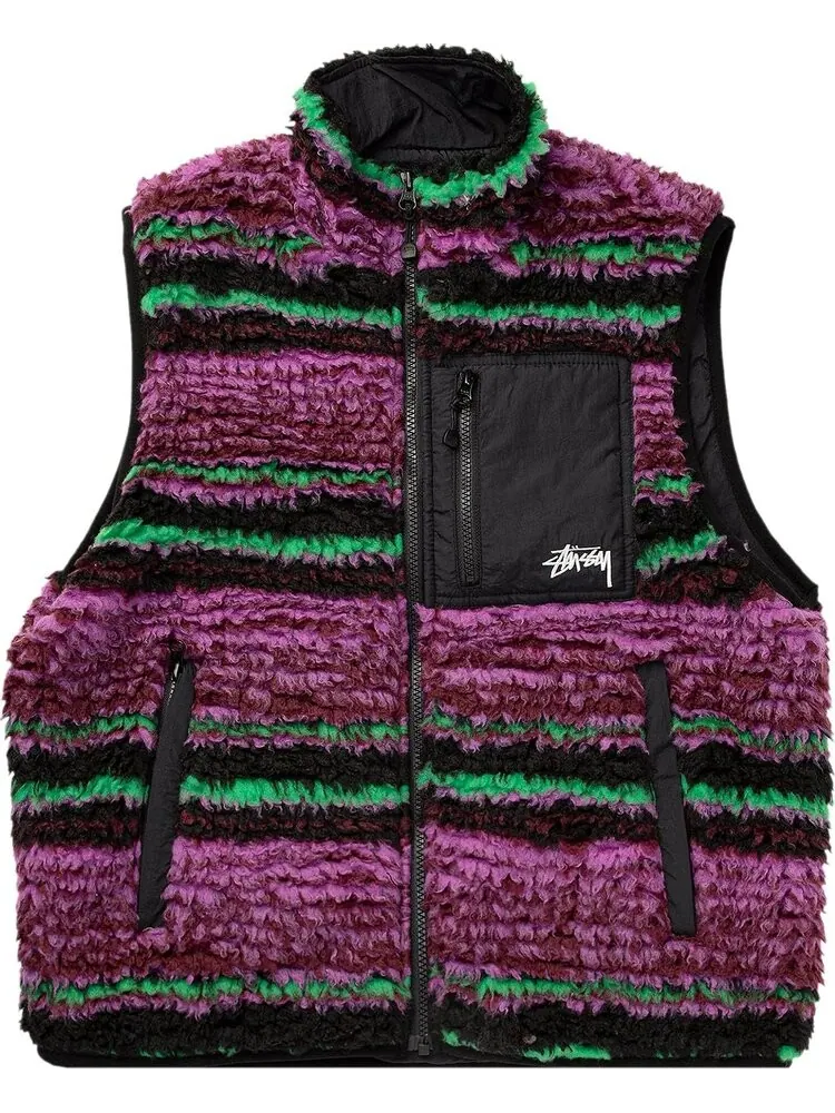 Жилет Stussy Striped Sherpa Vest 'Grape' — изображение 1 из 1, фиолетовый