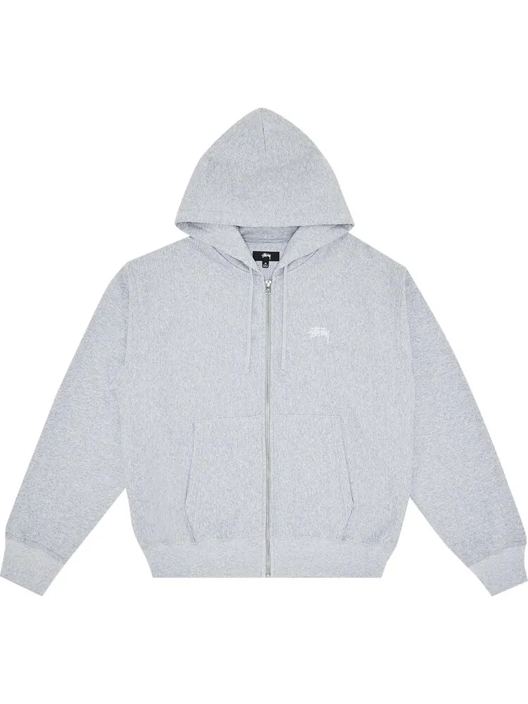 Толстовка Stussy Stock Logo Zip Hood 'Grey Heather' — изображение 1 из 3, серый