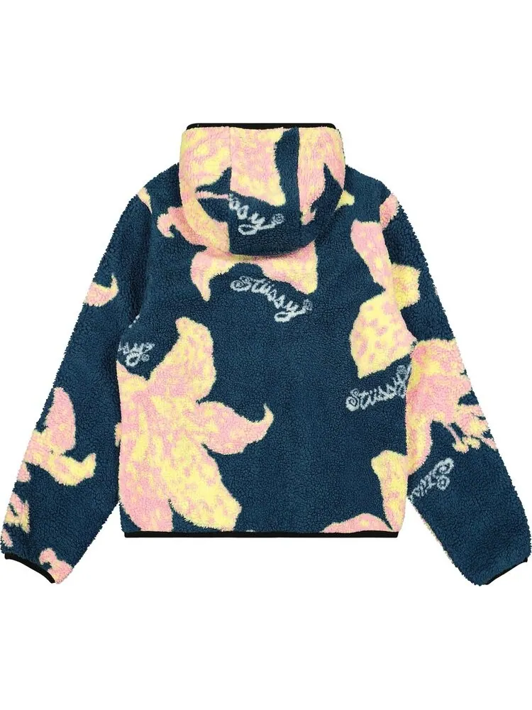 Куртка Stussy Floral Sherpa Hood Jacket 'Dark Teal' — изображение 2 из 2, синий