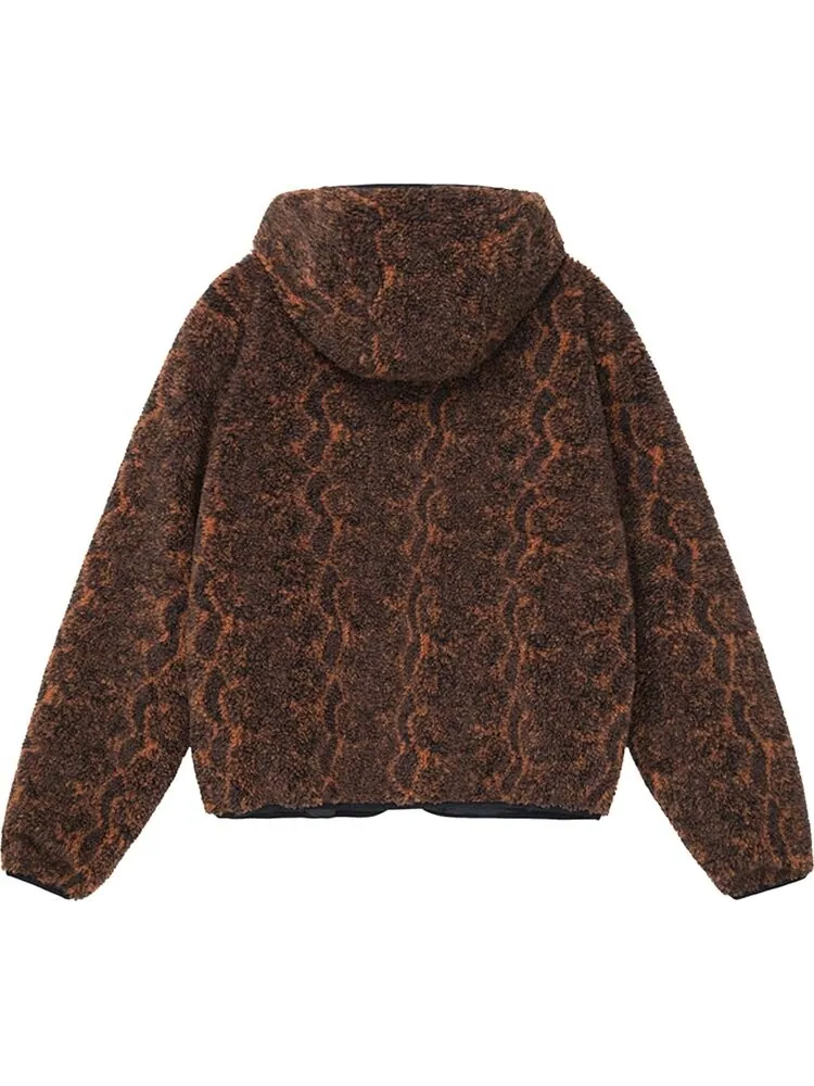 Куртка Stussy Snake Jacquard Sherpa Jacket 'Brown' — изображение 2 из 2, коричневый