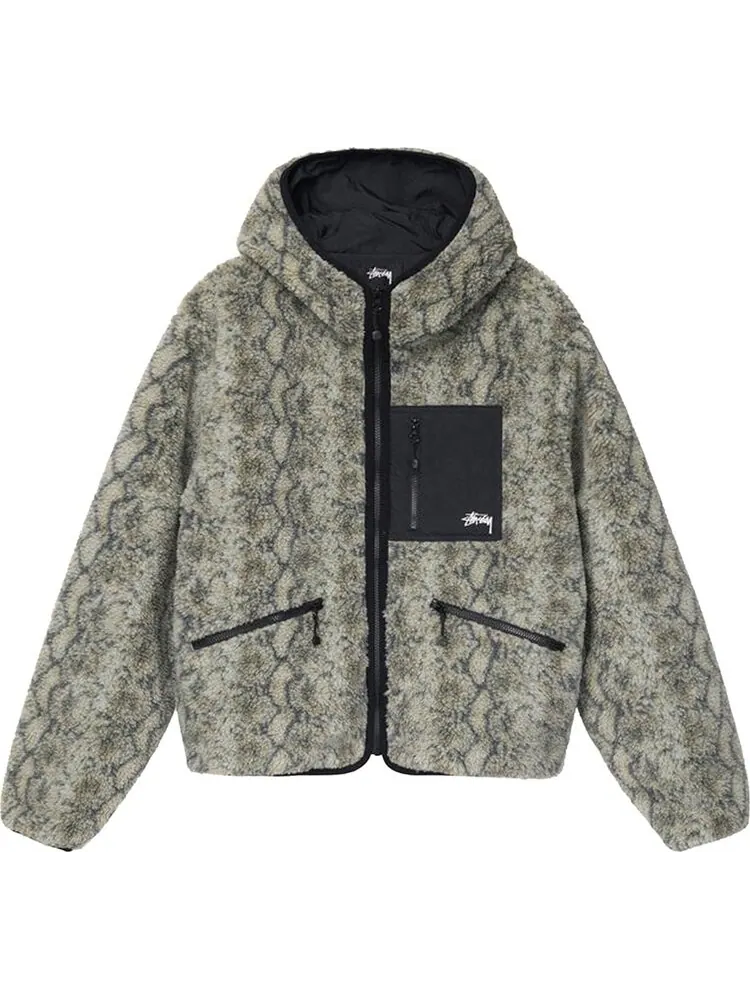 Куртка Stussy Snake Jacquard Sherpa Jacket 'Grey'