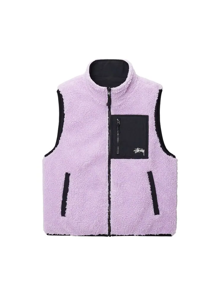 Жилет Stussy Sherpa Reversible Vest — изображение 1 из 2, фиолетовый