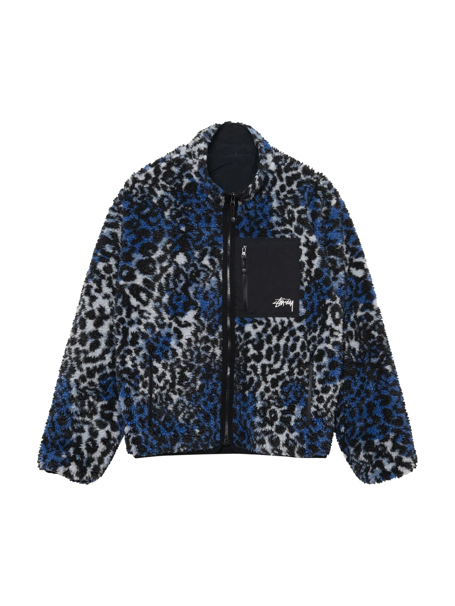 Двусторонняя куртка Stussy Sherpa Blue Leopard