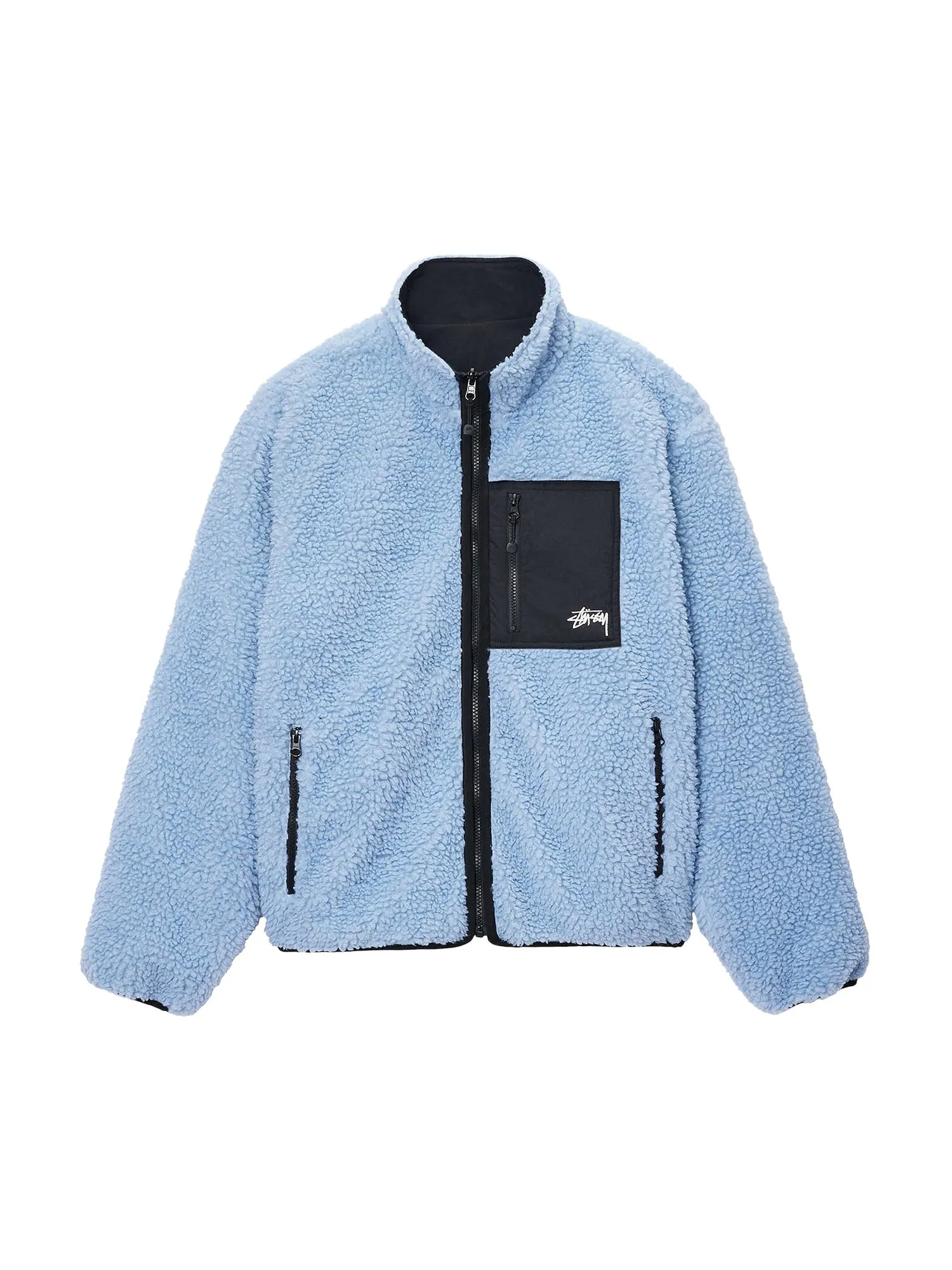 Двусторонняя куртка Stussy Sherpa, цвет Легкий деним