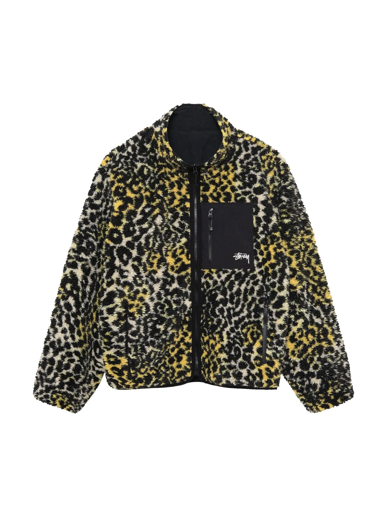 Двусторонняя куртка Stussy Sherpa Желтый леопард