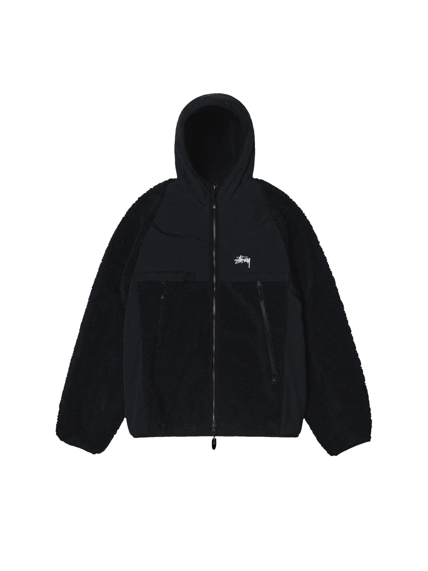 Куртка Stussy Sherpa со вставками и капюшоном — изображение 1 из 2, черный
