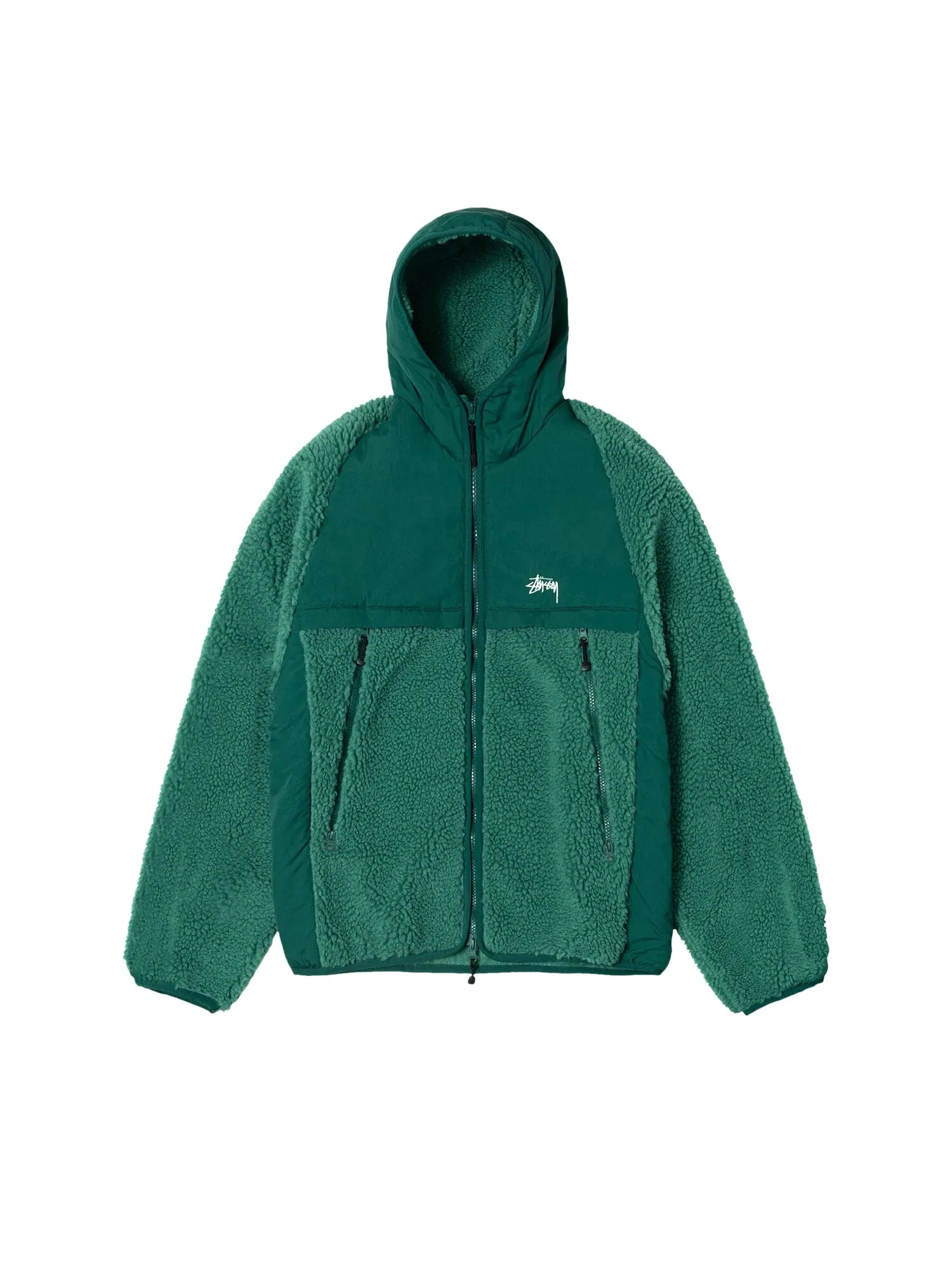 Куртка Stussy Sherpa с капюшоном, темно-бирюзовая