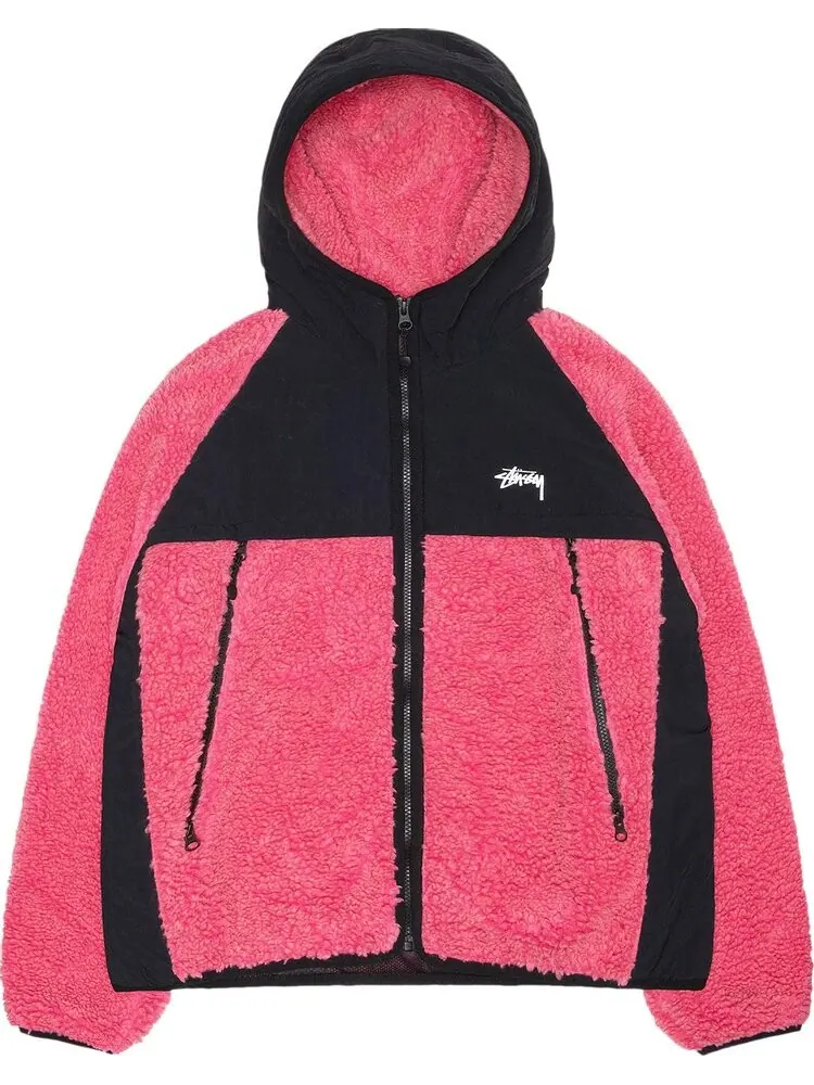 Куртка Stussy Sherpa Paneled Hooded 'Pink'