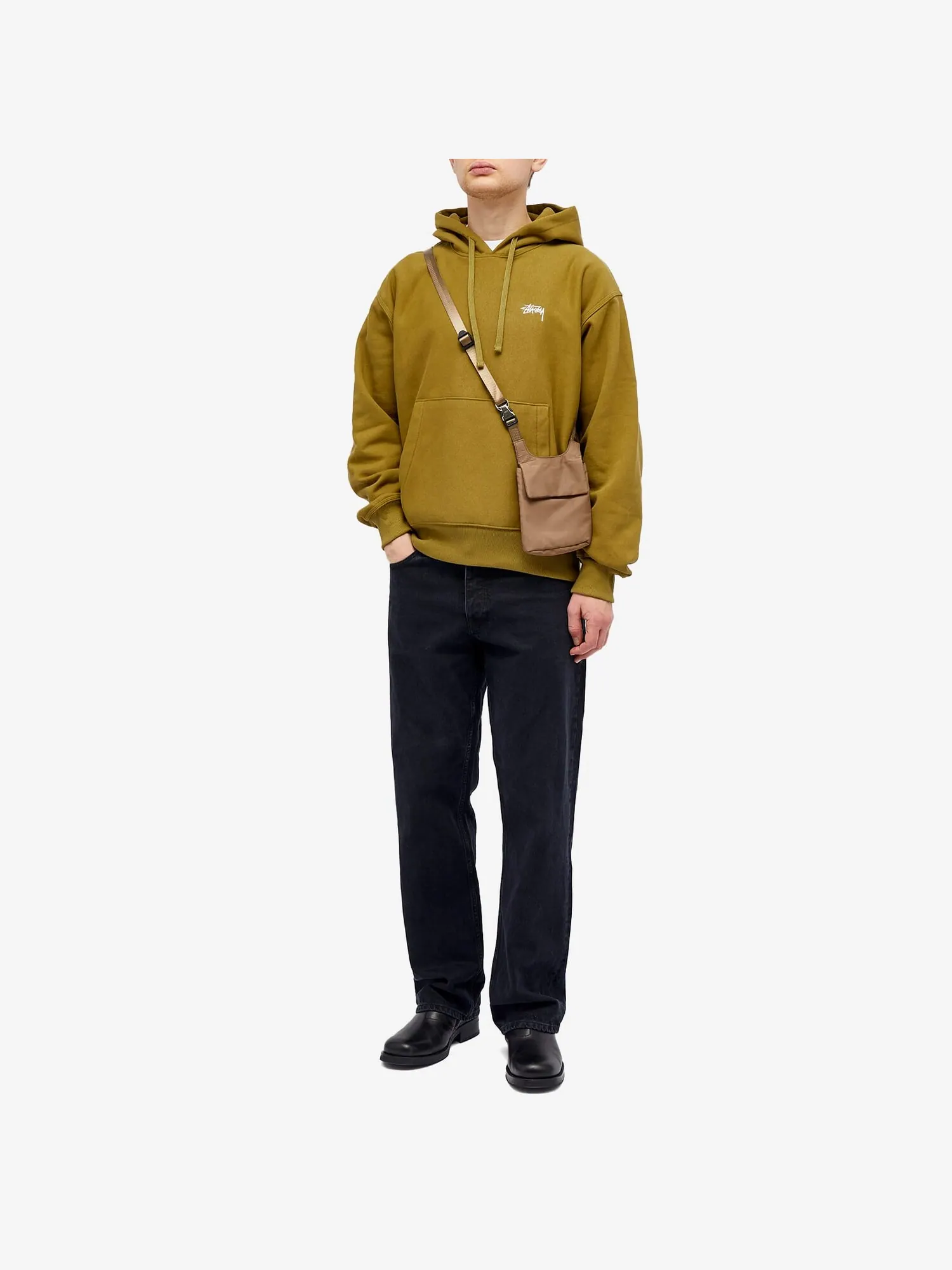 Толстовка Stussy Stock Logo — изображение 5 из 5, оливковый
