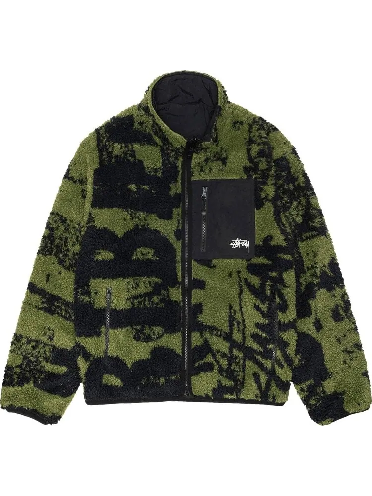 Куртка Stussy Sherpa Reversible Printed 'Green'