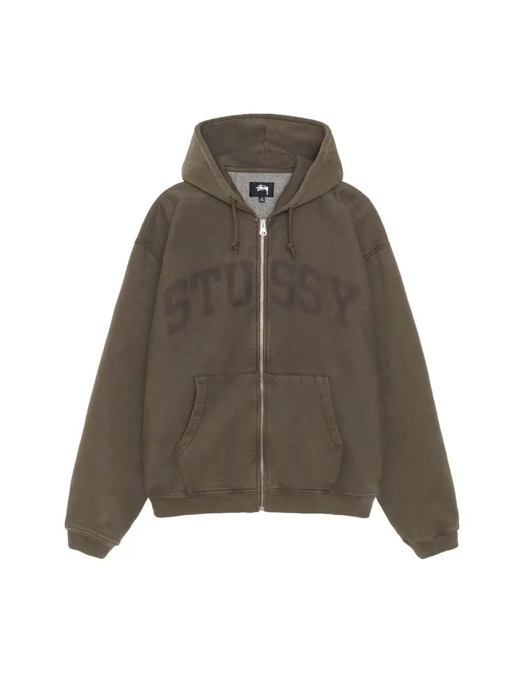 Худи Stussy Faded Graphic Zip Hoodie Olive — изображение 1 из 2, оливковый