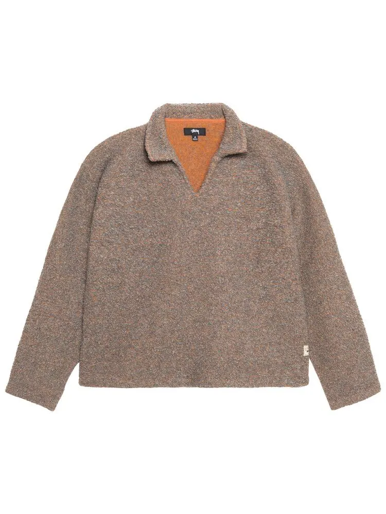 Пуловер Stussy Wool Blend Sherpa Pullover — изображение 1 из 2, серый