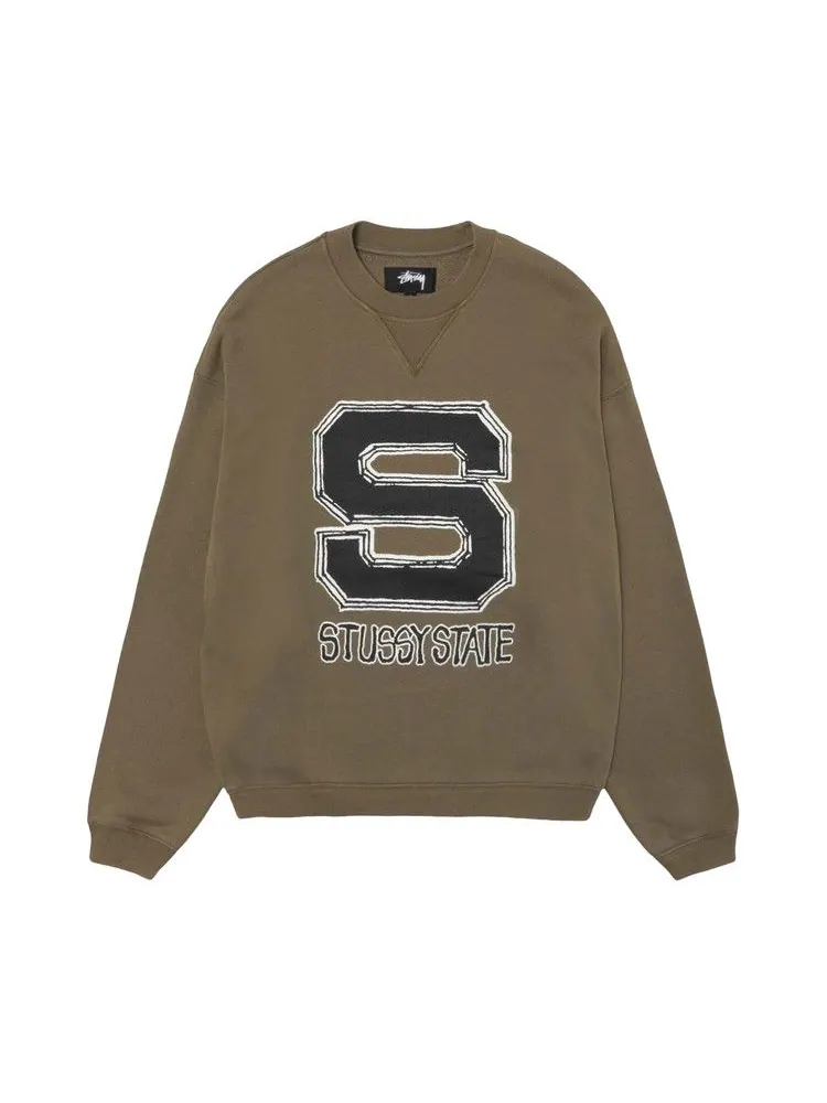 Свитер Stussy State Crew — изображение 1 из 2, оливковый
