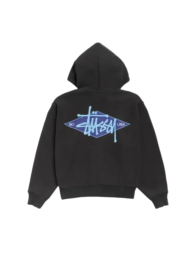 Худи Stussy Basic Diamond на молнии — изображение 2 из 2, черный