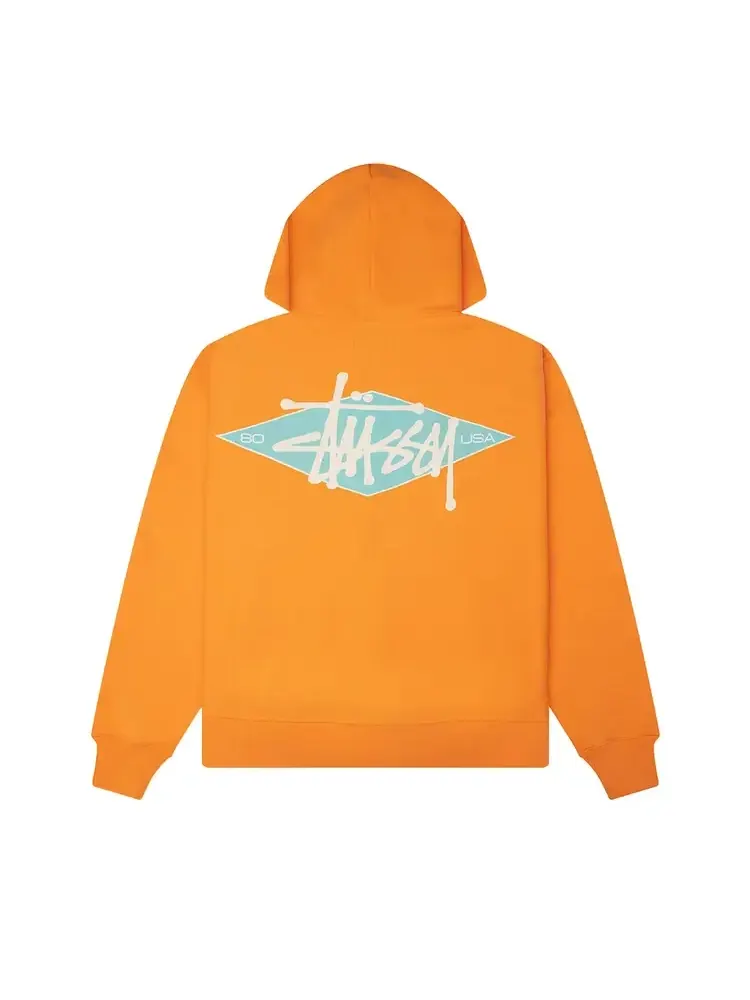 Худи Stussy Basic Diamond Zip Hoodie 'Tangerine' — изображение 2 из 2, оранжевый