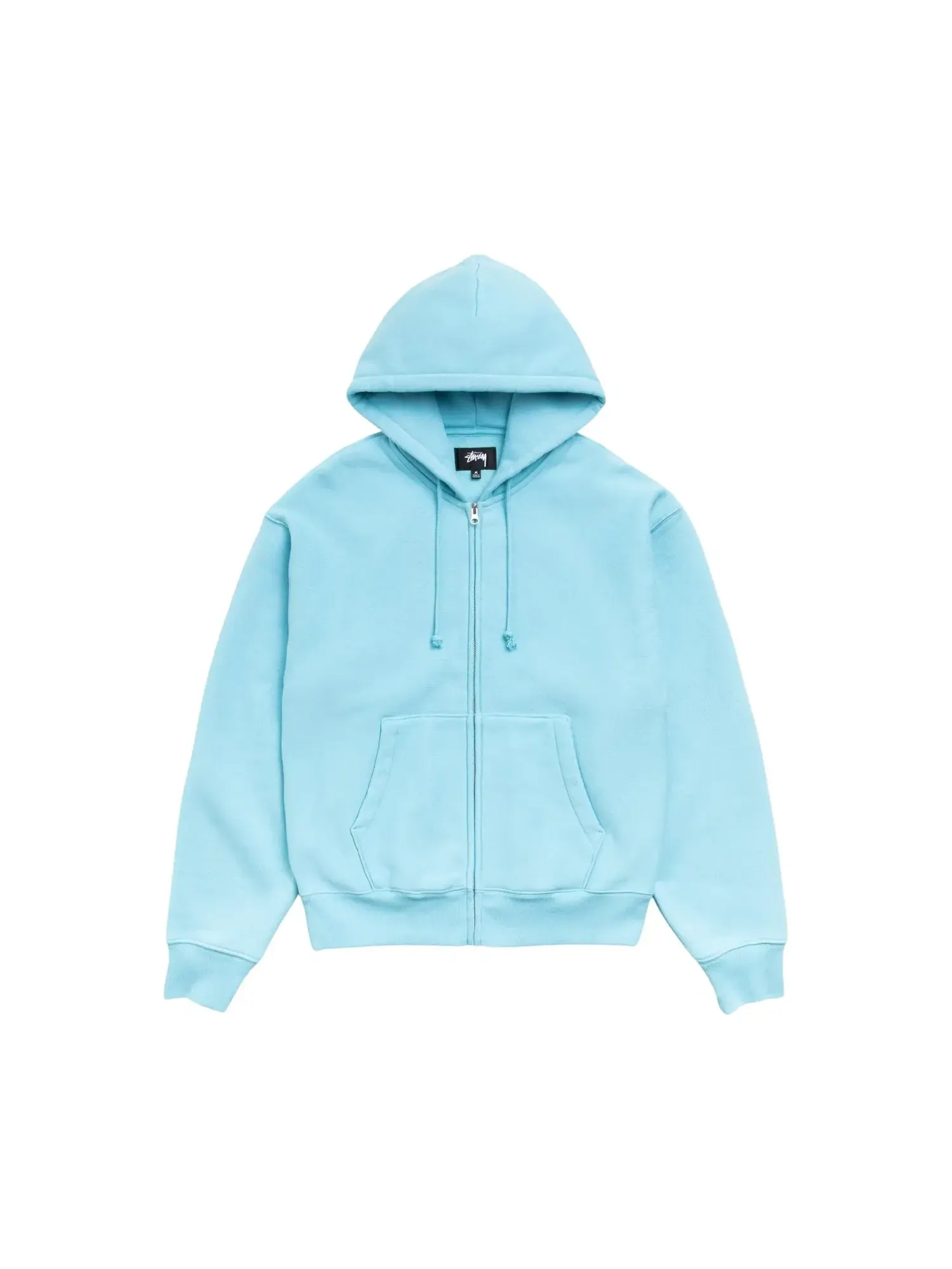 Худи Stussy с аппликацией в виде курсивного шрифта и застежкой-молнией — изображение 1 из 2, голубой