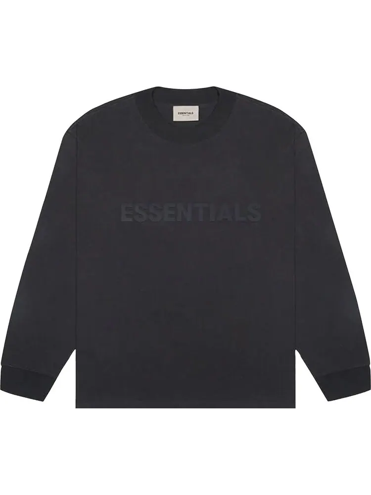 Футболка Fear of God Essentials Long Sleeve T-Shirt 'Black' — черный