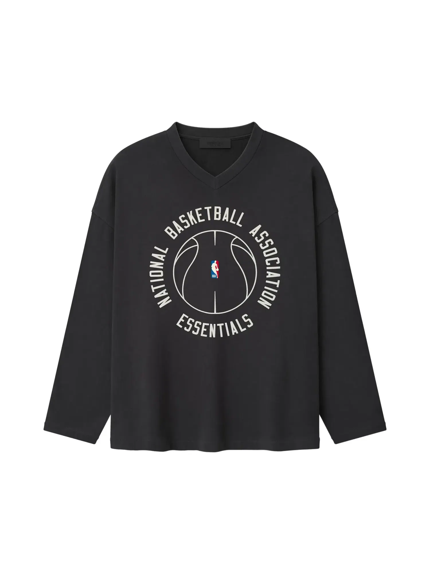 Футболка с длинным рукавом и V-образным вырезом Fear of God Essentials NBA x Barkley Hendricks — изображение 1 из 2, черный