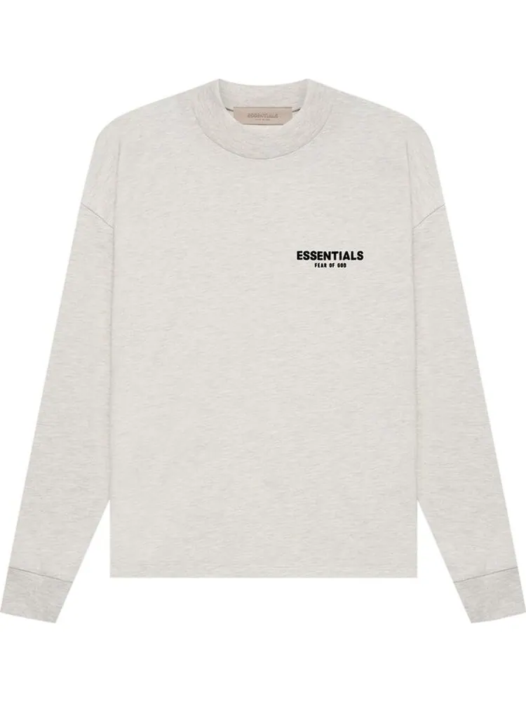 Лонгслив Fear of God Essentials Long-Sleeve Tee 'Light Oatmeal' — изображение 1 из 2, серый