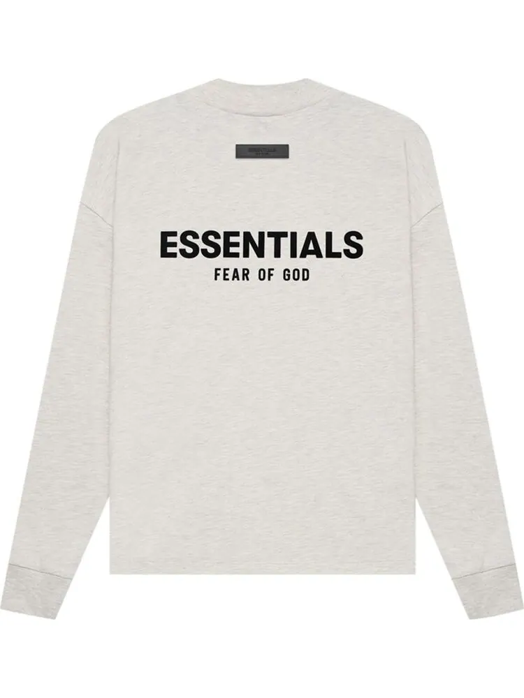Лонгслив Fear of God Essentials Long-Sleeve Tee 'Light Oatmeal' — изображение 2 из 2, серый