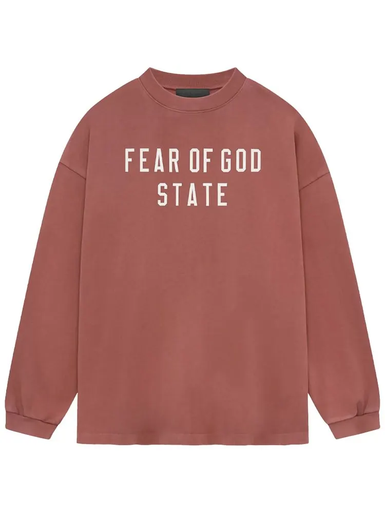 Футболка Fear of God Essentials Heavy Long-Sleeve Tee 'Crimson' — изображение 1 из 2, красный