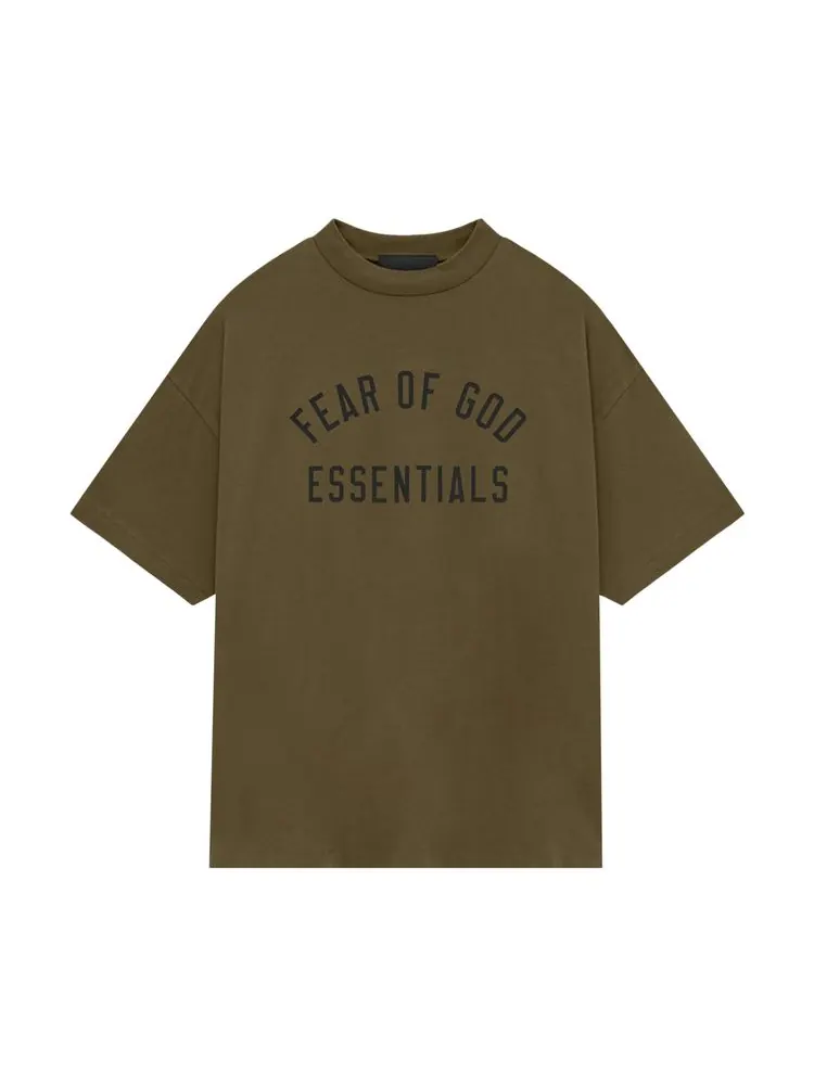 Футболка Fear of God Essentials Jersey Crewneck Tee Olive — изображение 1 из 2, зеленый