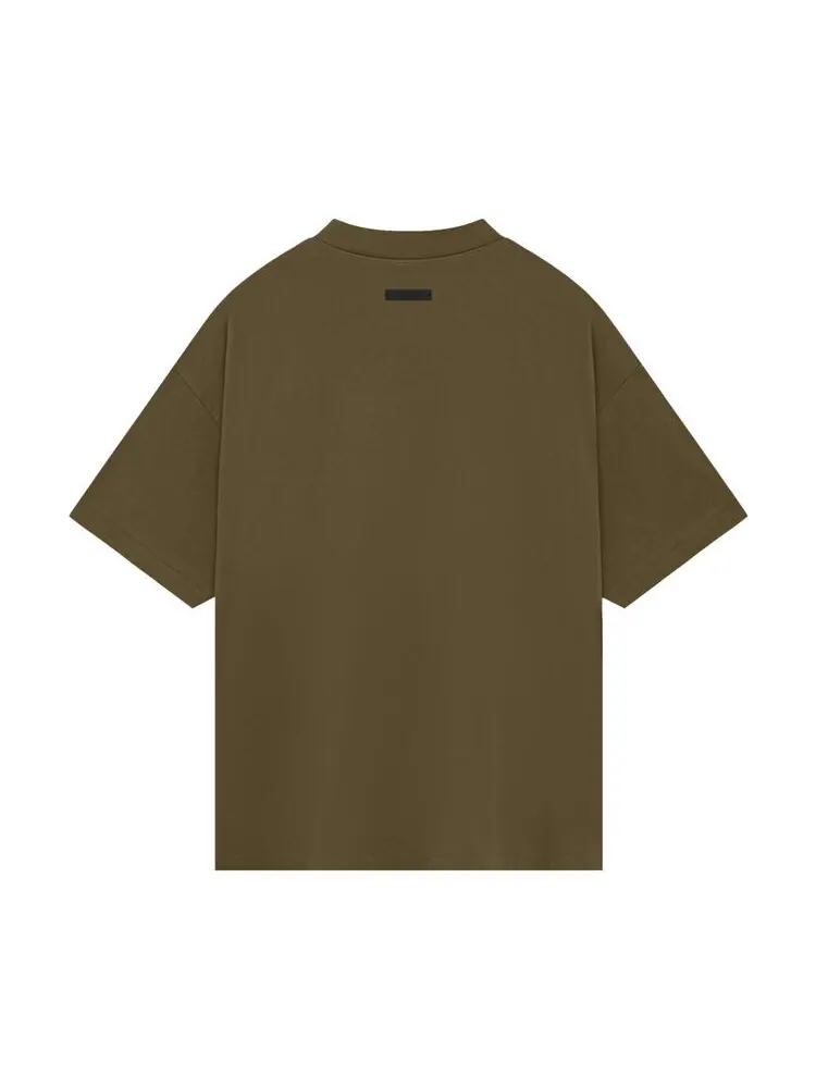 Футболка Fear of God Essentials Jersey Crewneck Tee Olive — изображение 2 из 2, зеленый