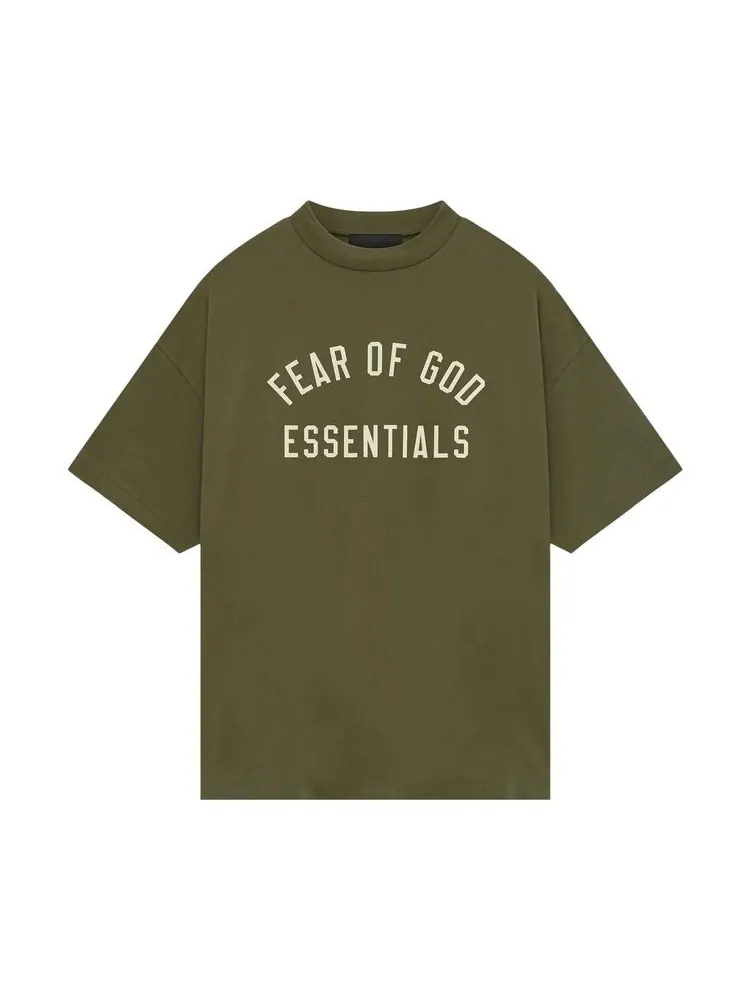 Футболка Fear of God Essentials Jersey Crewneck Tee Military — изображение 1 из 2, зеленый