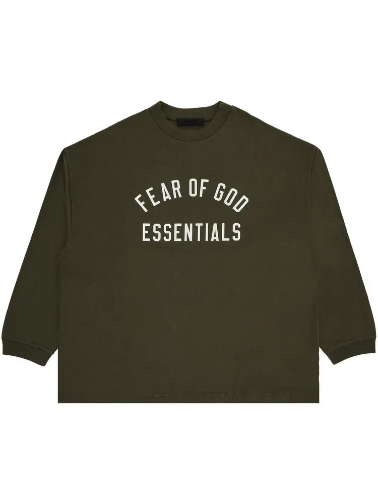 Футболка Fear of God Essentials Jersey Long-Sleeve Tee Military — изображение 1 из 3, зеленый