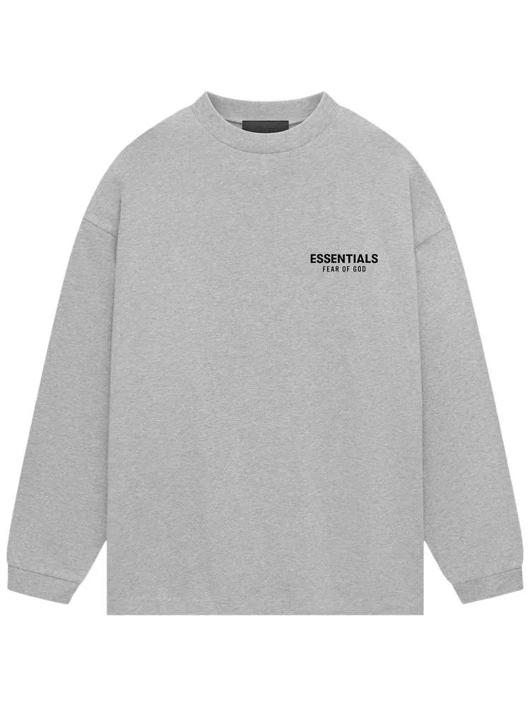Рубашка Fear of God Essentials Jersey Long-Sleeve Shirt 'Light Heather Grey' — изображение 1 из 2, светлый серый