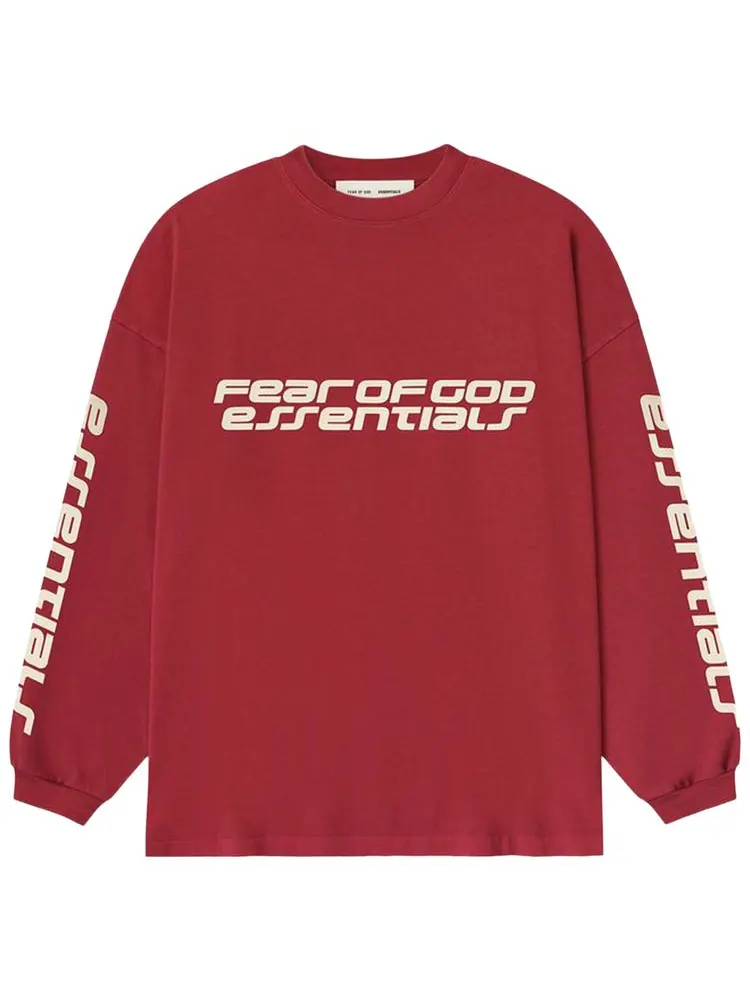 Футболка с длинными рукавами Fear of God Essentials 90-х годов — изображение 1 из 3, красный