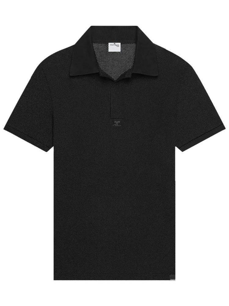 Поло Courrèges AC Mesh Polo 'Black' — черный