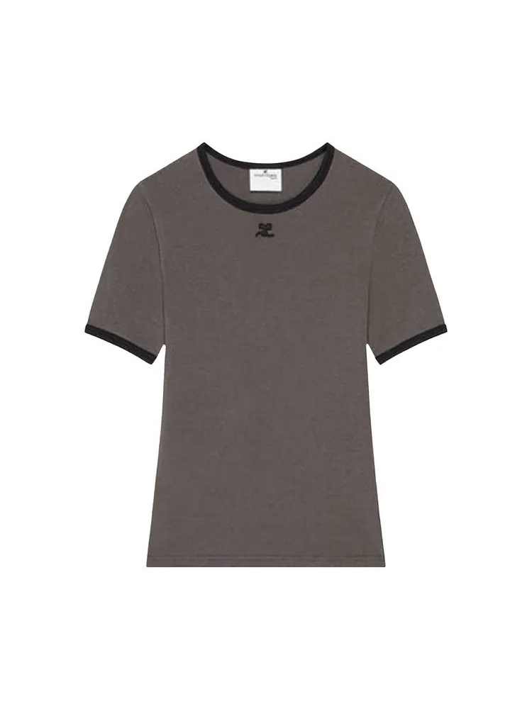 Футболка Courrèges Signature Contrast T-Shirt 'Black' — изображение 1 из 1, черный