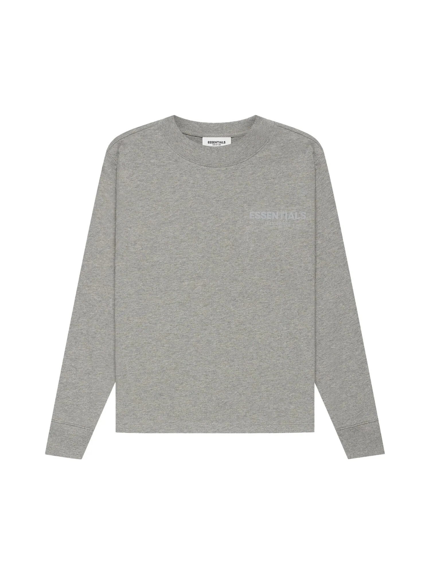 Детская футболка с длинными рукавами Fear of God Essentials Dark Heather Oatmeal — изображение 1 из 2, овсяный
