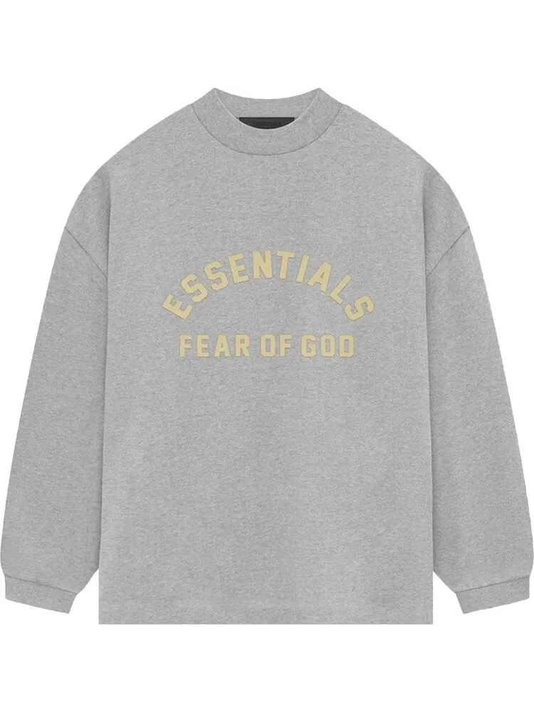 Футболка Fear of God Essentials Heavy Jersey Long-Sleeve 'Light Heather Grey' — изображение 1 из 2, серый