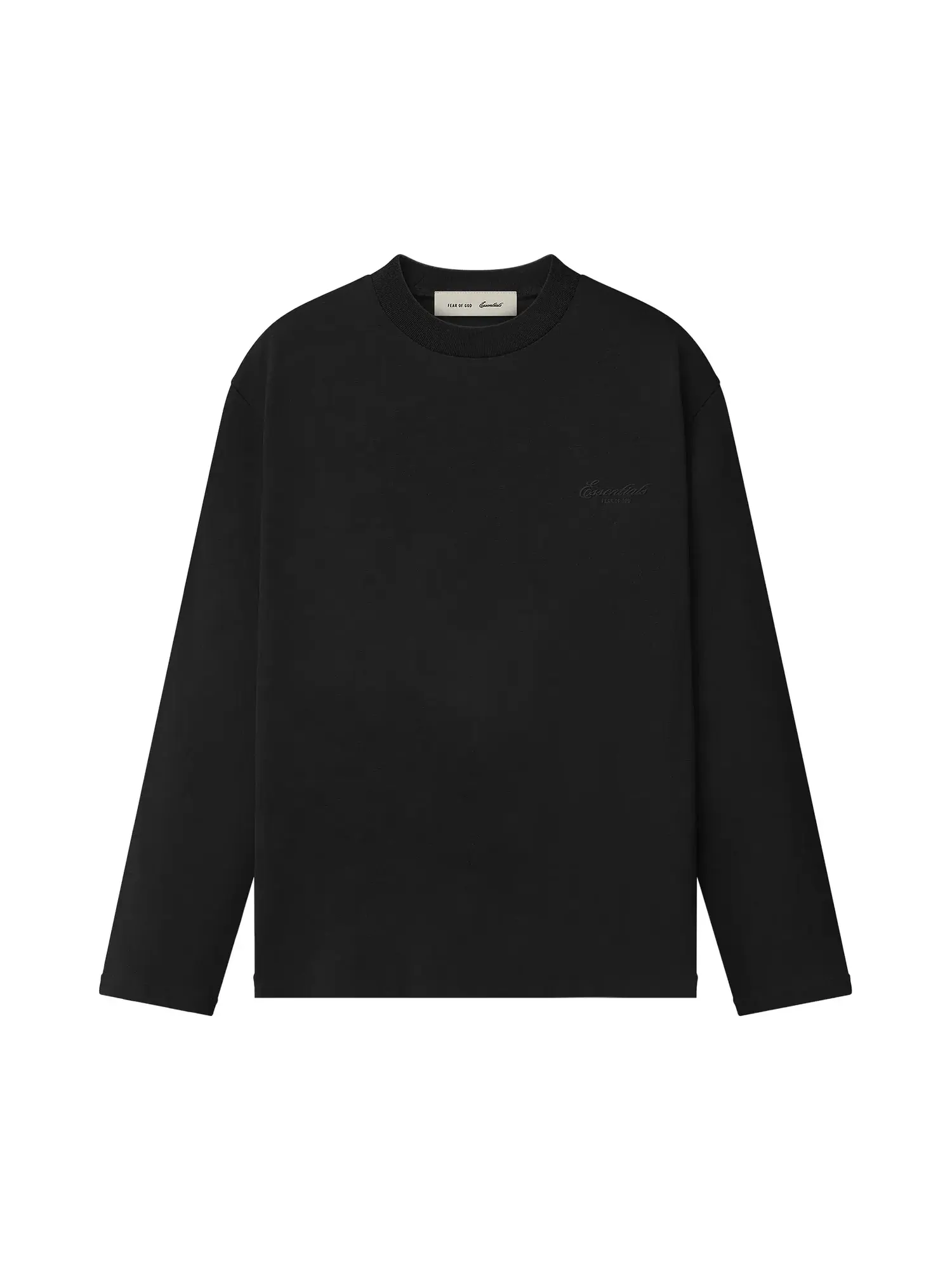 Классическая футболка с длинным рукавом Fear of God Essentials — изображение 1 из 2, винтажный черный