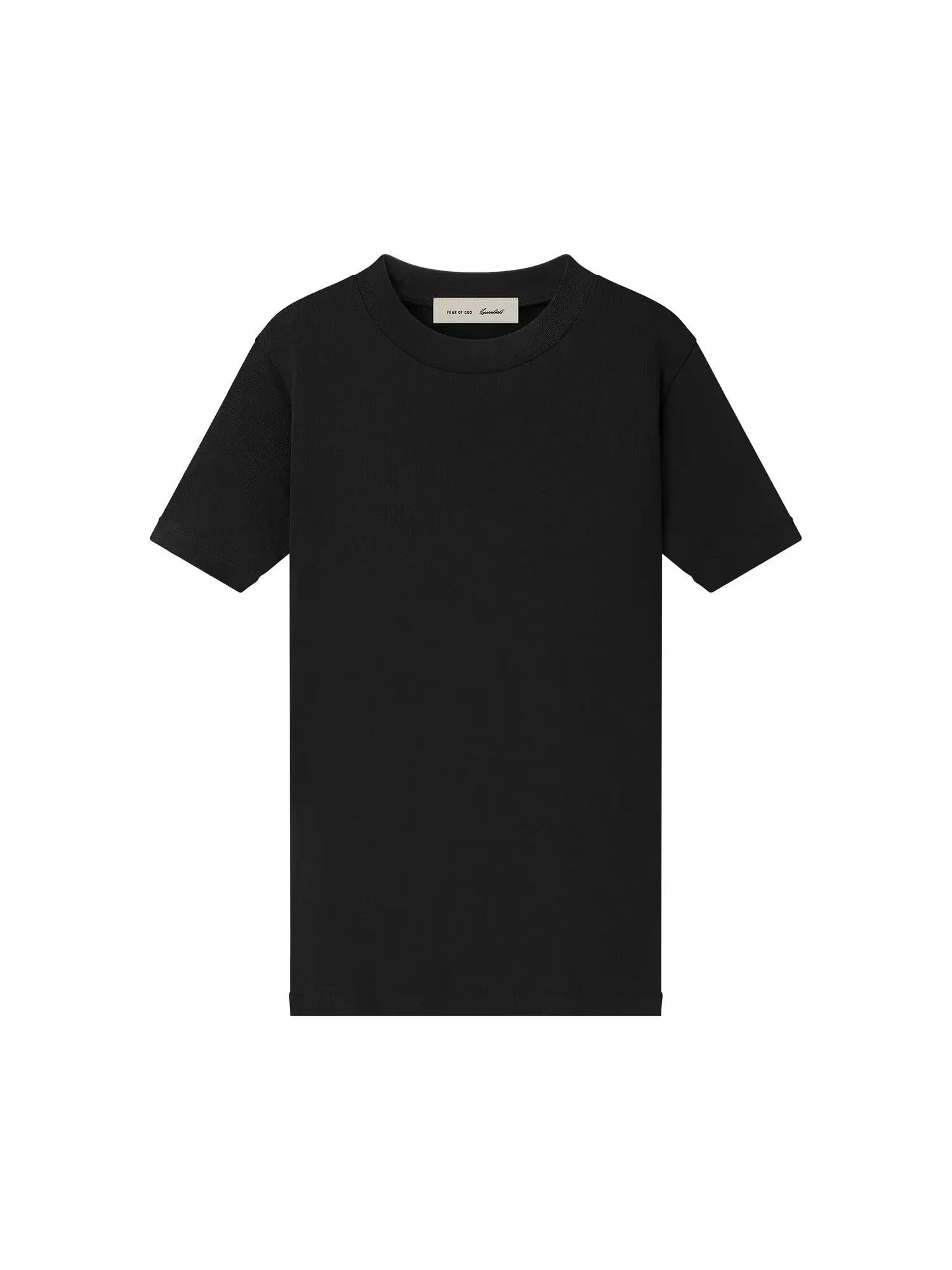 Футболка с коротким рукавом и ребристой текстурой Fear of God Essentials — изображение 1 из 2, винтажный черный