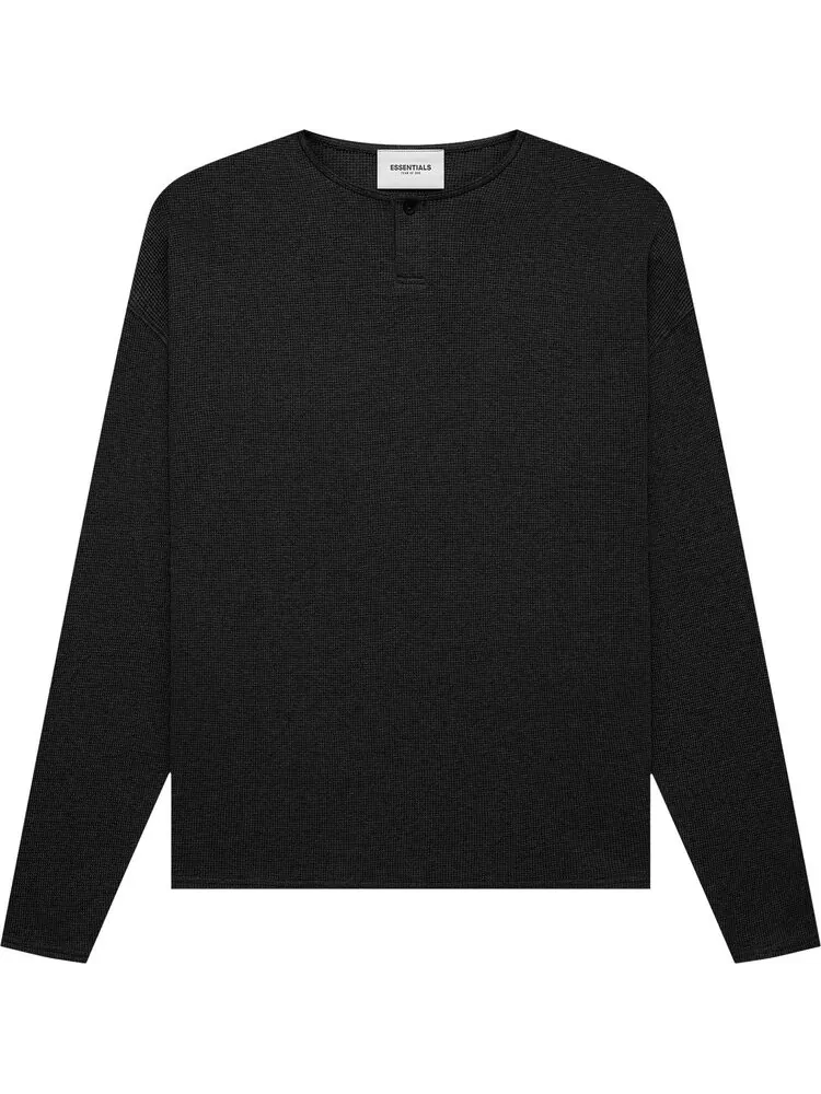 Лонгслив Fear of God Essentials Thermal Henley Long-Sleeve 'Black' — изображение 1 из 1, черный