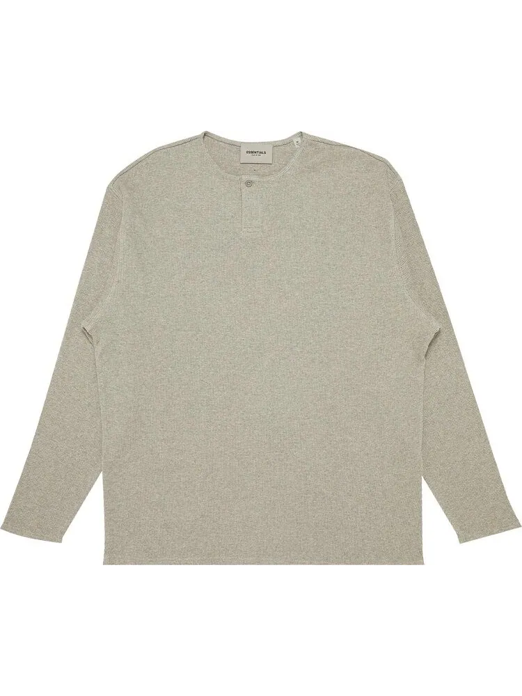 Лонгслив Fear of God Essentials Thermal Henley Long-Sleeve 'Heather' — изображение 1 из 3, серый