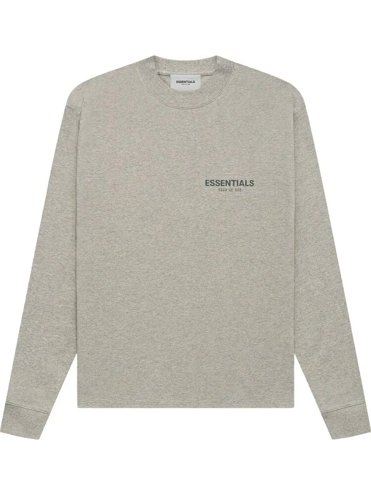 Лонгслив Fear of God Essentials Long-Sleeve Tee 'Dark Heather Oatmeal' — изображение 1 из 1, серый
