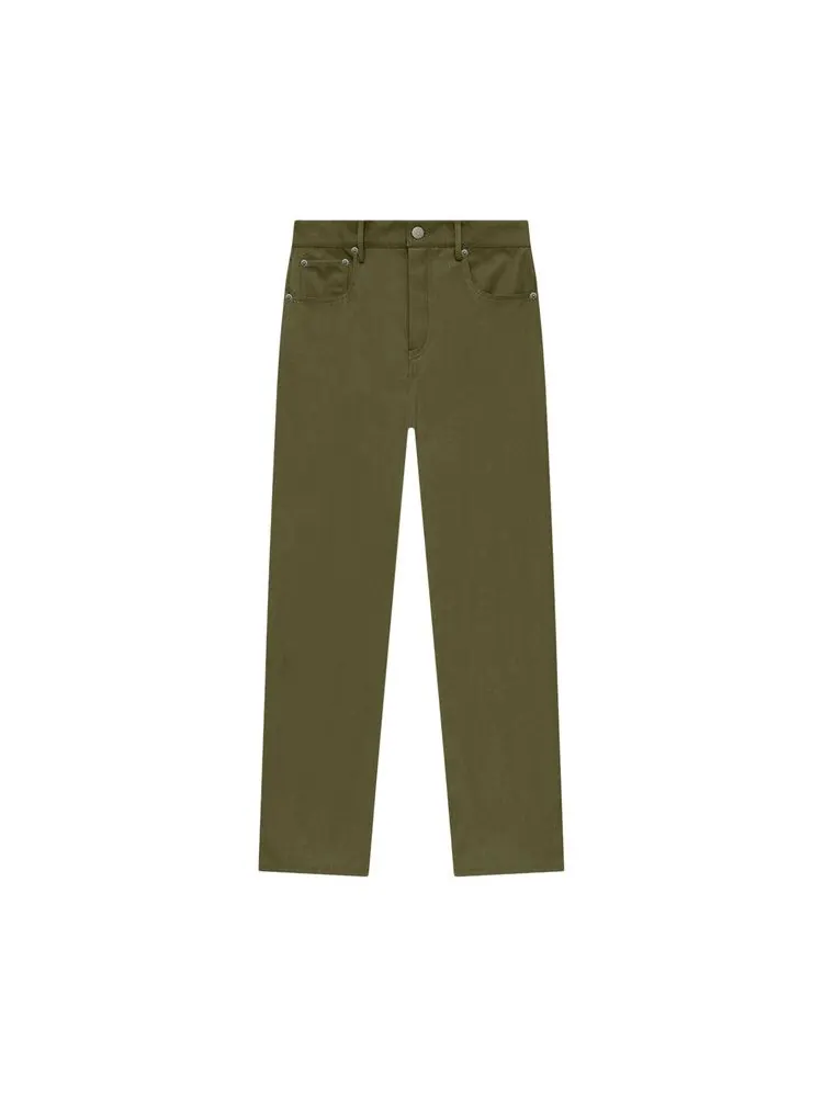 Брюки Fear of God Essentials Textured Nylon 5-Pocket Pant — изображение 1 из 2, оливковый