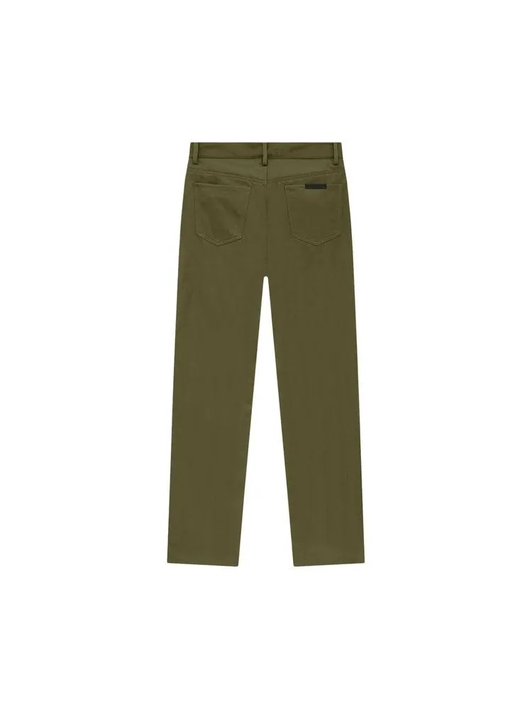 Брюки Fear of God Essentials Textured Nylon 5-Pocket Pant — изображение 2 из 2, оливковый